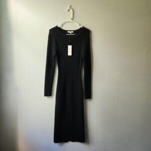 NWT Winter Ribbed Long Sleeve Bodycon Midi Sweater Dress Size Large
